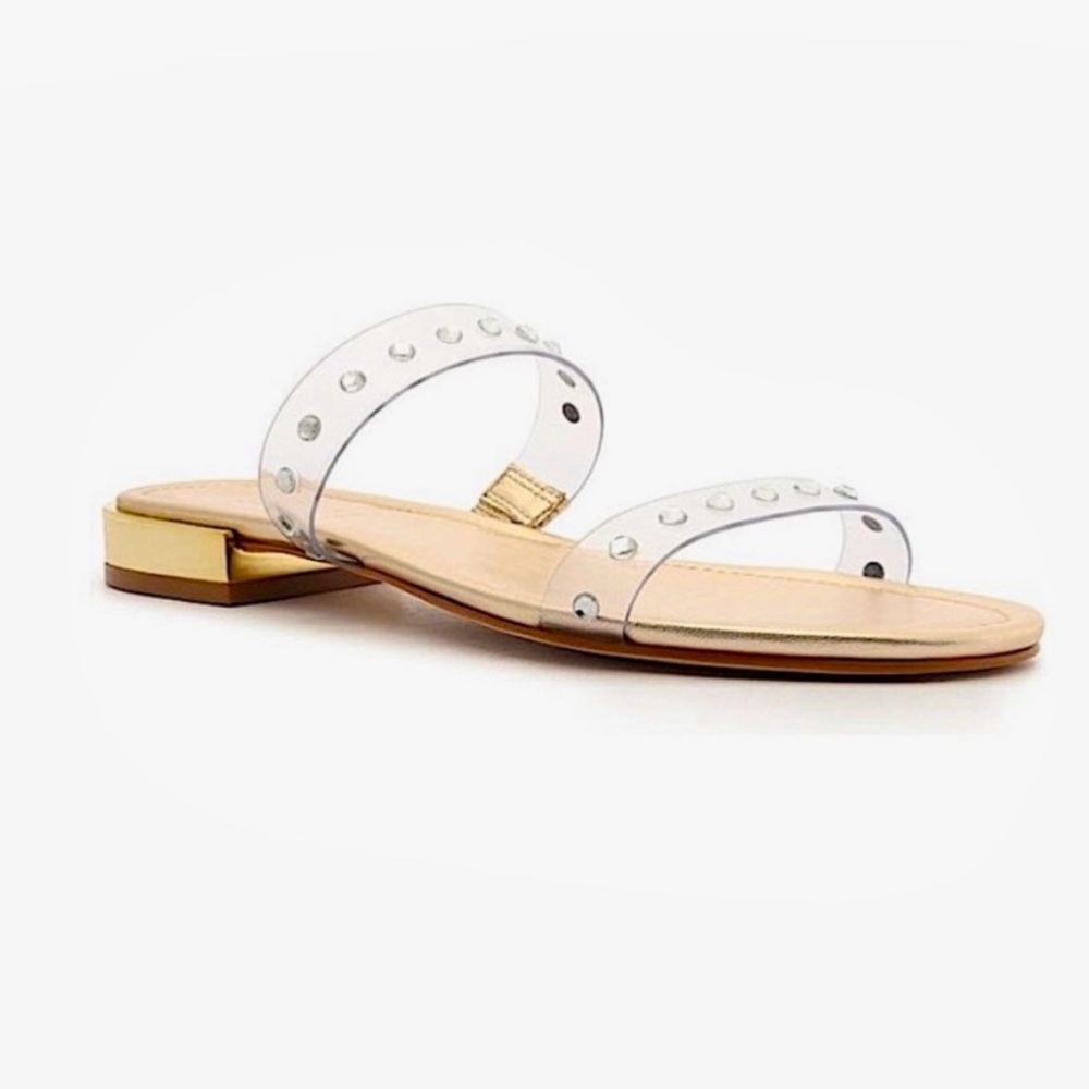 SCHUTZ Arielle Clear Slide‎ Sandal Gold